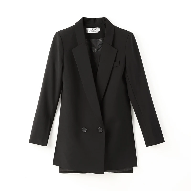 

Spring and Autumn Women's Black Commuter Small Suit Long Casual Thin Large Size Long Sleeve Suit Simple Blazers Jacket