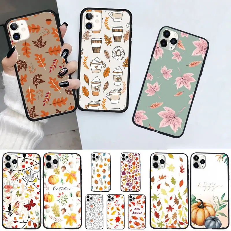 

Pumpkin happy autumn fall leaves Phone Case For iphone 12 11 13 7 8 6 s plus x xs xr pro max mini shell