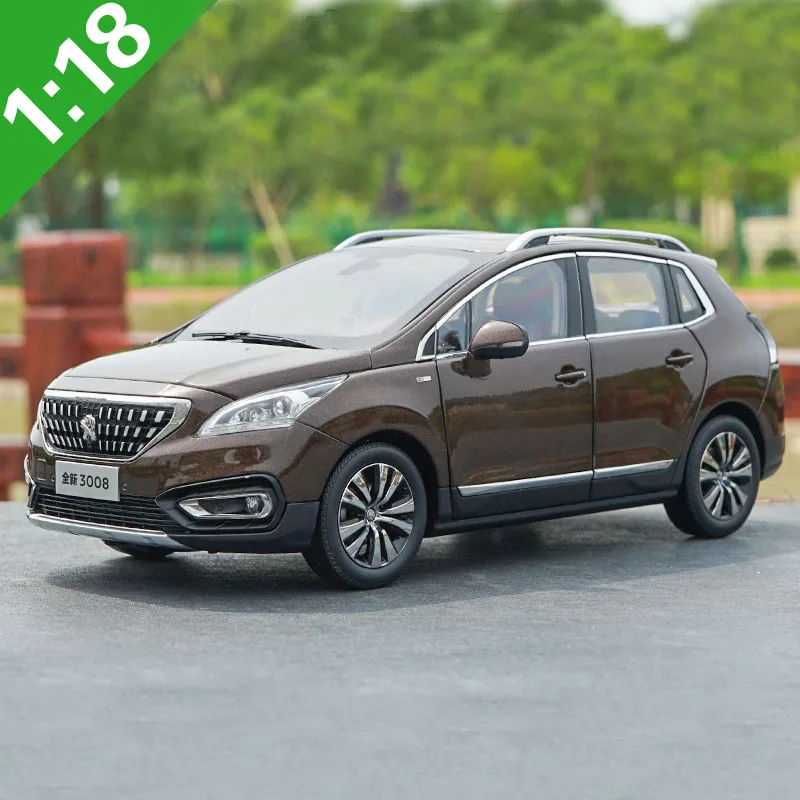 Коричневый 1/18 peugeot 3008 Коричневый Белый внедорожник литой металлический автомобиль модель игрушки для детей рождественские подарки коллекция игрушек - Цвет: Коричневый