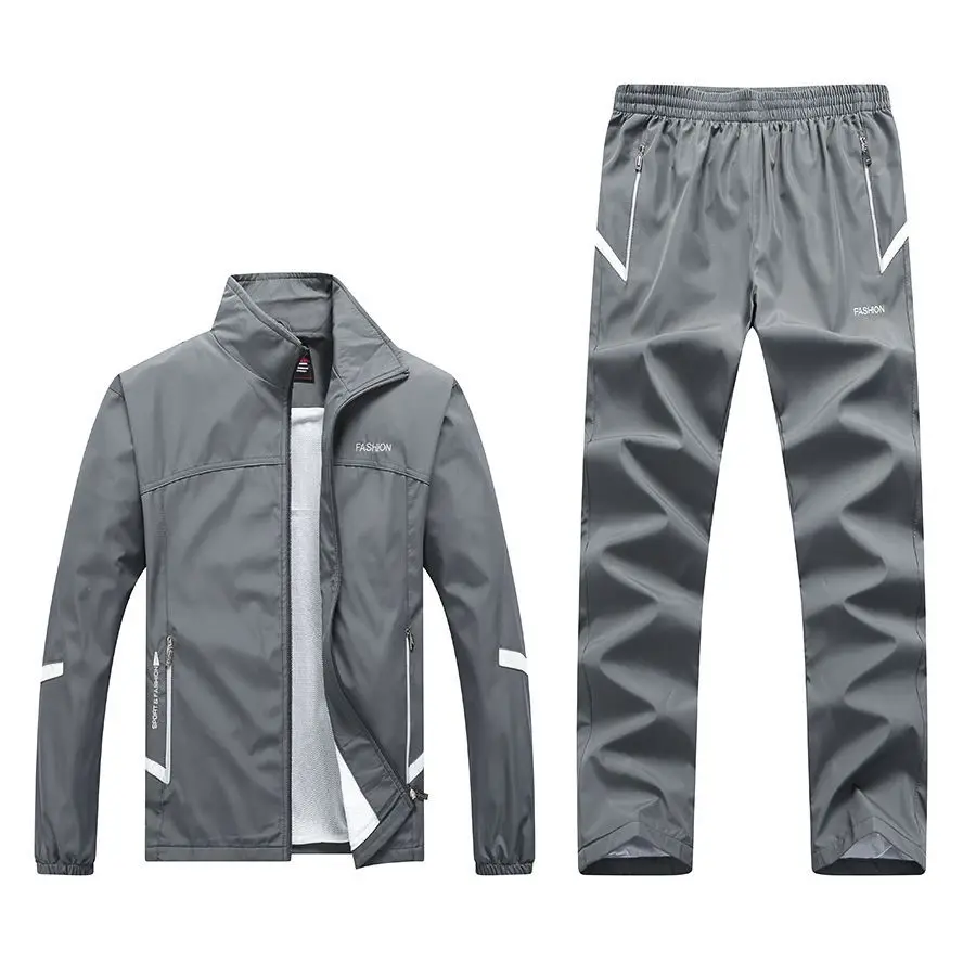 Men's Sportswear Sets Spring Autumn 2 Piece Tracksuit Sports Suit Jacket+Pant Sweatsuit Male Outdoor Train Clothing Asian Size