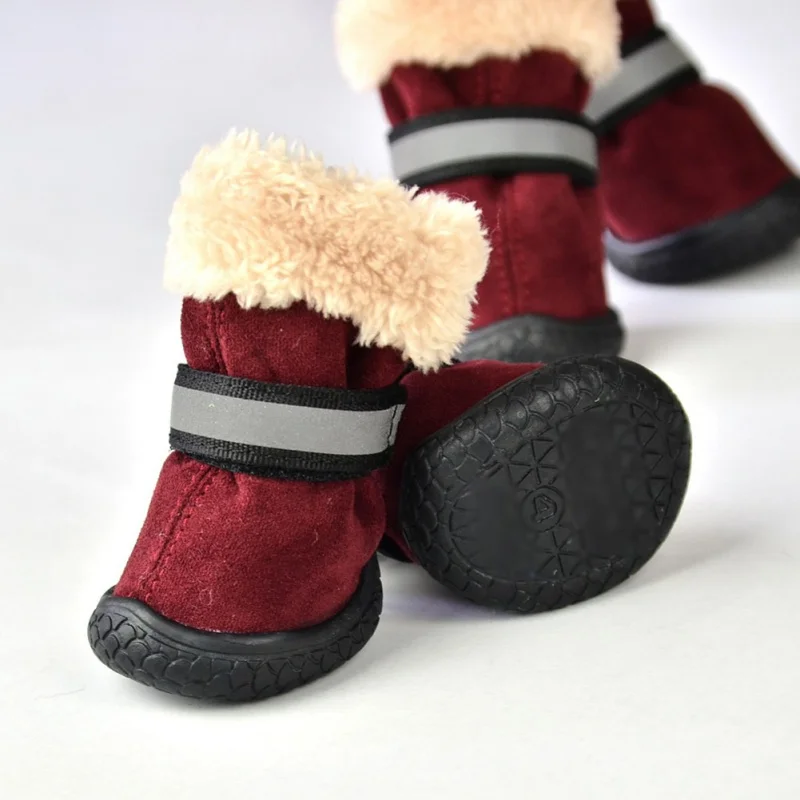 

4 Pcs/Set Puppy Winter Dog Shoes Waterproof Warm Snow Boots For Dog Cat Teddy Casual Pet Slip-resistant Reflective Teddy Shoes