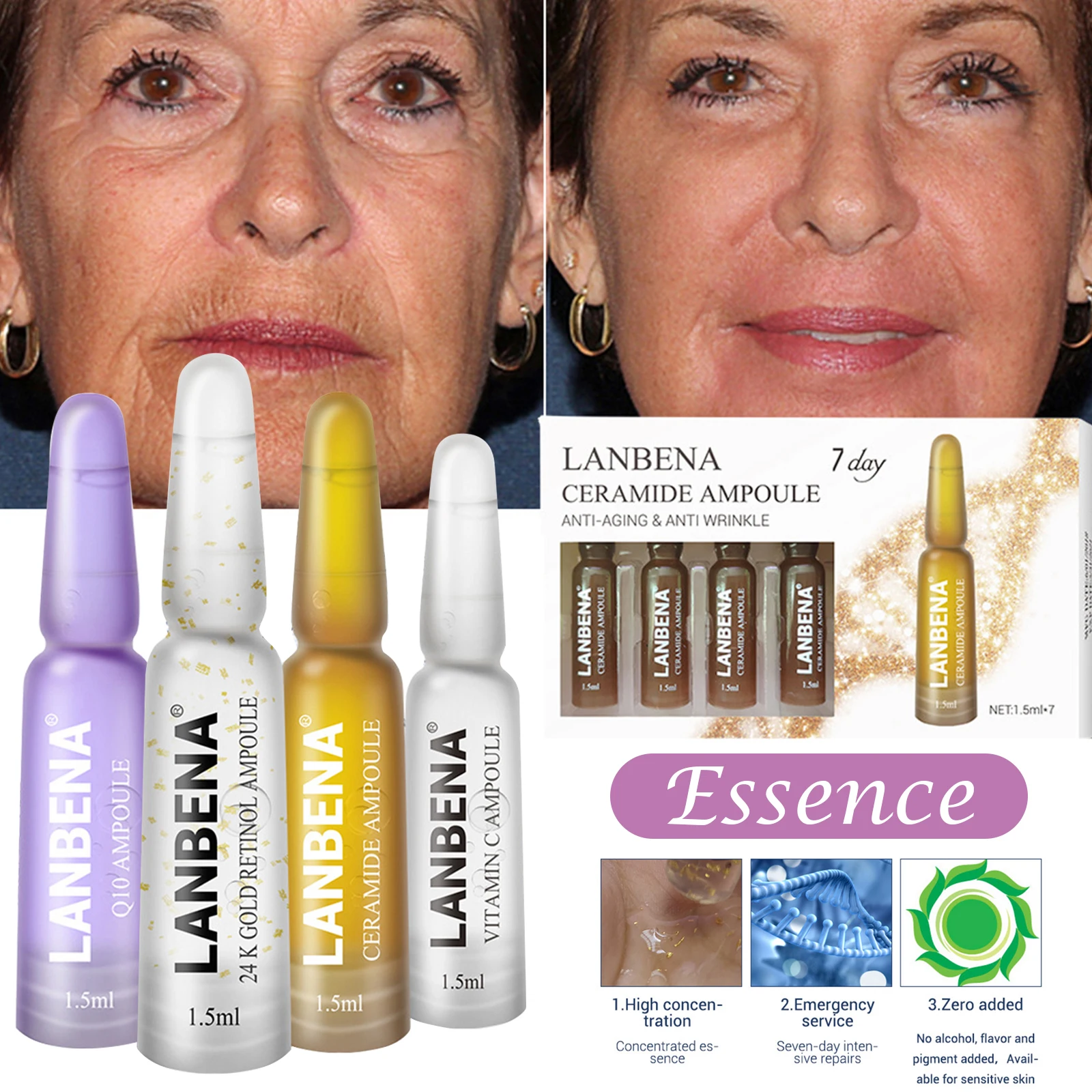 2019 Vitamin C Essence Hyaluronic Acid Essenc Retinol 24K Gold Essence Ampoule for Face Skin Care Anti Wrinkle Remove Freckle