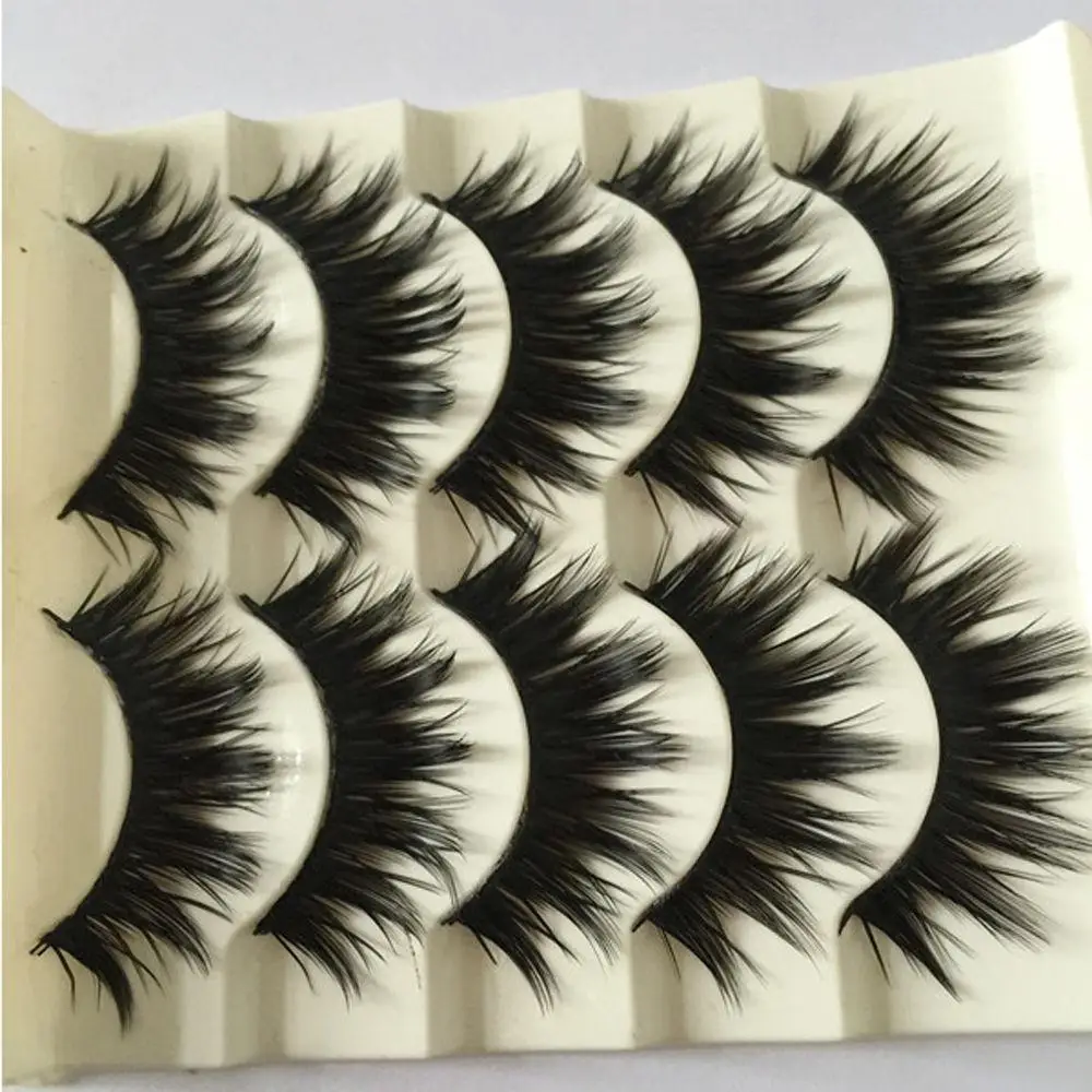 

2020 New HandMade 5 Pairs Ultra Thick Cross False Eyelashes Natural Black Long Fake Eye Lash Extensions