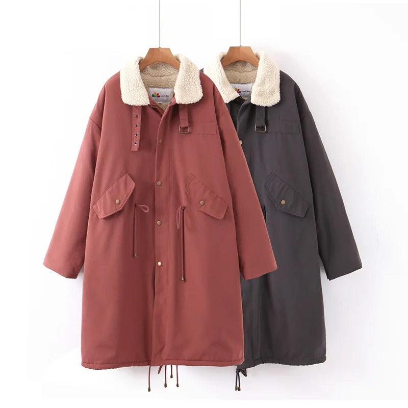 

cotton-padded winter clothes draw string thickening with lamb RongChang bigger sizes N7419 cotton-padded jacket coat