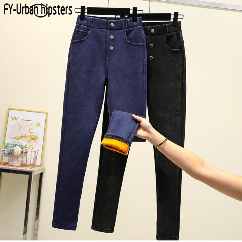 2019 Women Jeans Plus Size Casual high waist summer Autumn Pant Slim Stretch Cotton Denim Trousers for woman Blue black | Женская одежда