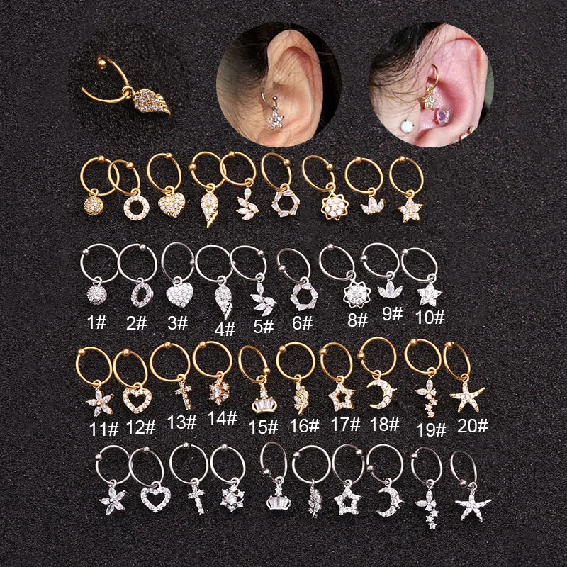 MISANANRYNE Новинка 1 шт Золотое сердце шестиугольник Кристалл tragus daith серьги