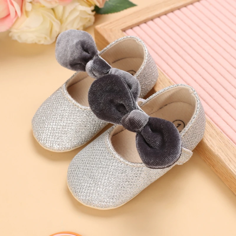 Infant Newborn Baby Girls Princess Non-Slip Floral Border Shoes Toddler Baby Soft PU Leather Prewalker Shoes Solid First Walkers
