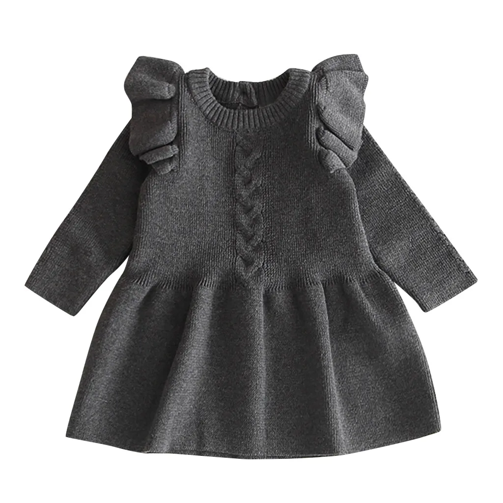 Платье для маленьких девочек; платья для маленьких девочек; vestido infantil vestidos infantil; одежда; повседневная однотонная От 6 месяцев до 4 лет с длинными рукавами и круглым вырезом; Z4