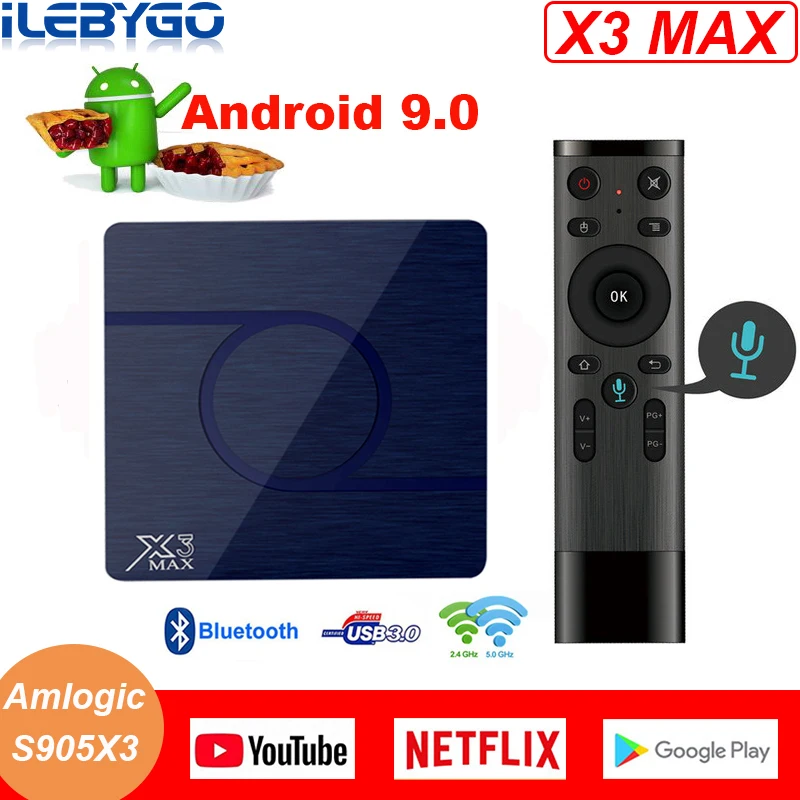 ТВ приставка X3 MAX для Smart TV Android 9 0 Amlogic S905X3 4 ГБ 64 8K 1080P HD медиаплеер двойной Wi Fi Netflix