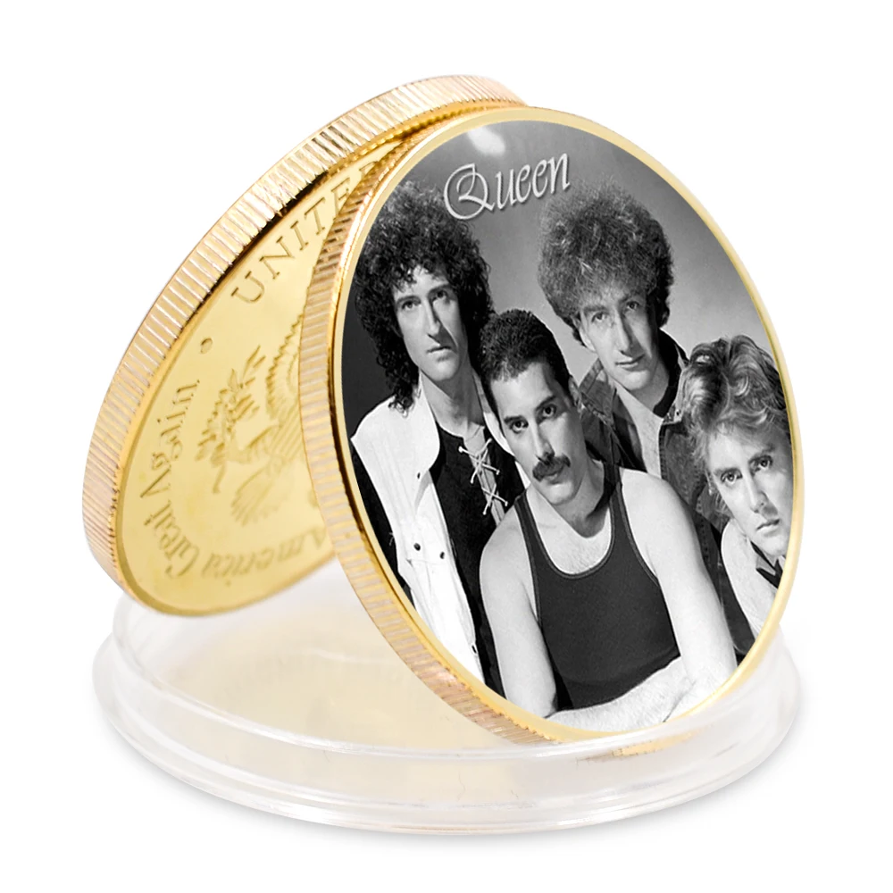 

Queen Silver Coin Freddie Mercury Commemorative Challenge Coins Collectibles Gold Play Eagle Back for Christmas Gift