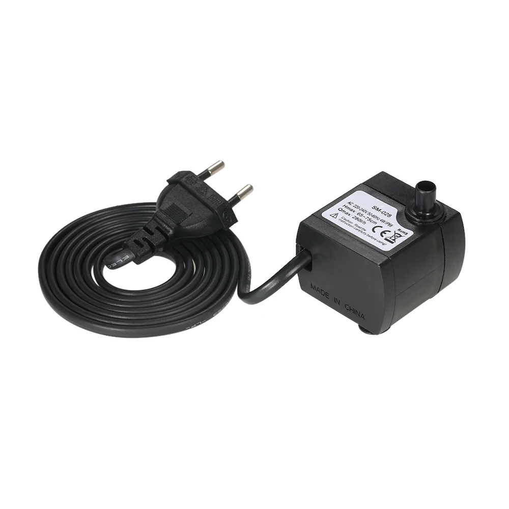 EU Plug 280L/H 2/2. 5/4W погружной водяной насос для аквариума водные сады и гидропонные системы с одно сопло 4.9ft(1,5 м) Мощность шнур - Цвет: EU Plug