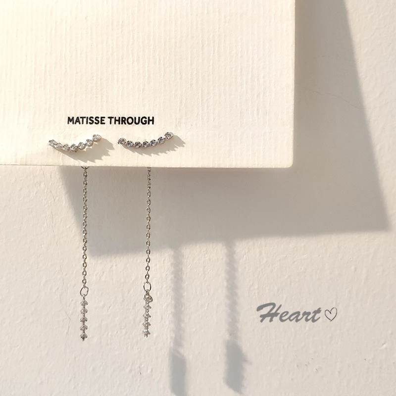 

2021 korean fashion zircon tassel small stud earrings female moon fall statement wholesale earrings studs kpop women jewelry