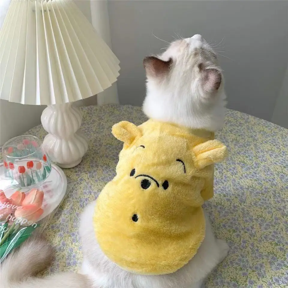 

Pet Yellow Bear Sweater Cute Winter Warm Pet Clothing Plush Teddy Small And Medium Dogs And Cats Pet Supplies
