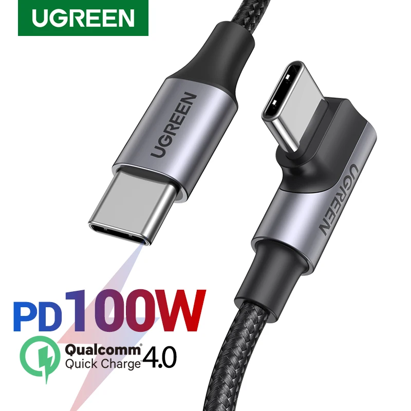 Кабель Ugreen с usb type c на 100 Вт 5 А 90 градусов зарядное устройство для Apple MacBook Samsung huawei