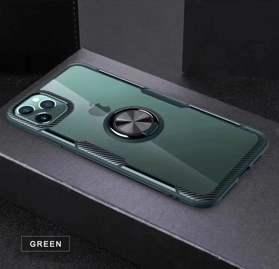 Чехол для телефона для iphone 11 Pro XS Max чехол прозрачный автомобильный Магнитный чехол-держатель для iphone 7 6 S 6 S 8 Plus X XR чехол 7Plus Coque Fundas - Цвет: Green