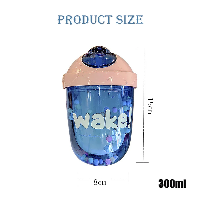 

300ml Children's Straw Drinking Cup Cute Design Plastic Transparent Drinking Cup For Toddlers No Bpa Leakproof Bottle