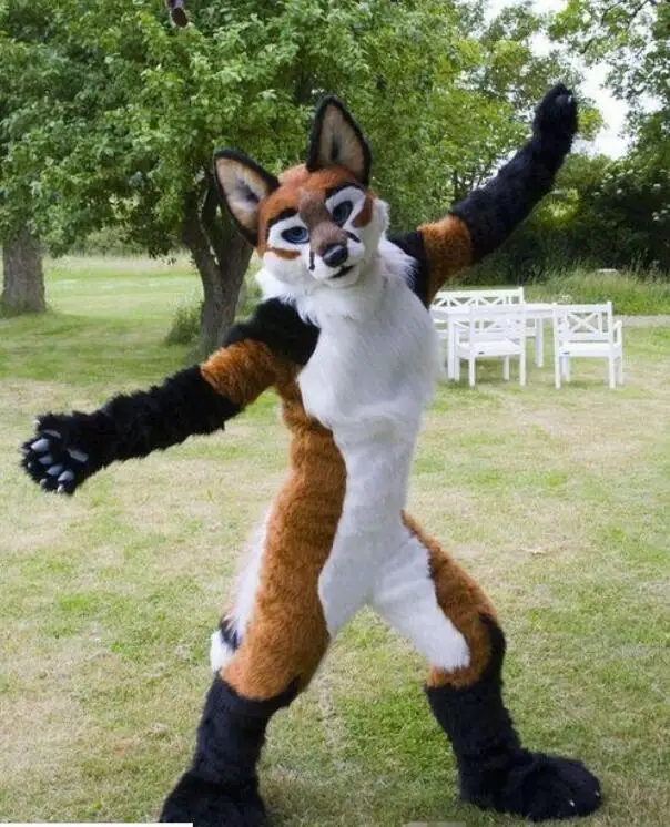 Горячая распродажа коричневый хаски собака волк костюм лисы маскота Fursuit Косплей