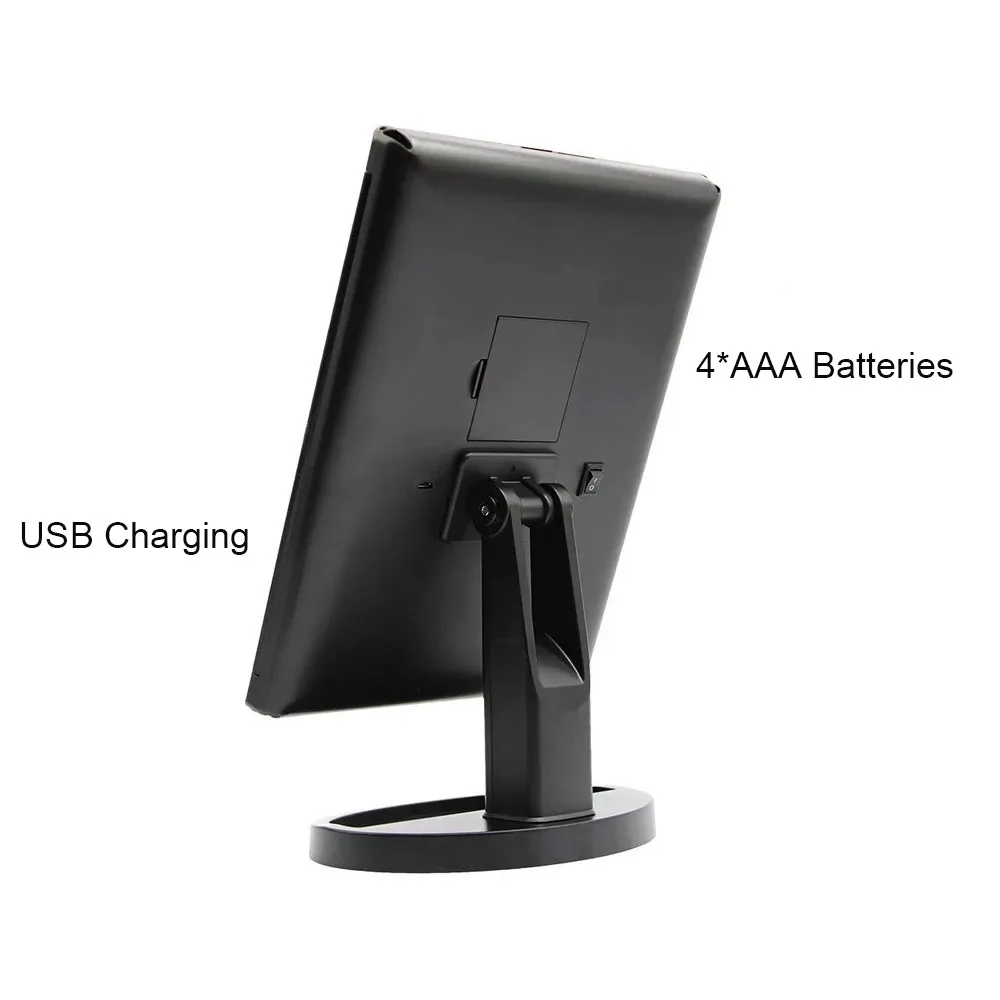 Большой зеркало для макияжа с натуральным светодиодный свет складываются в три