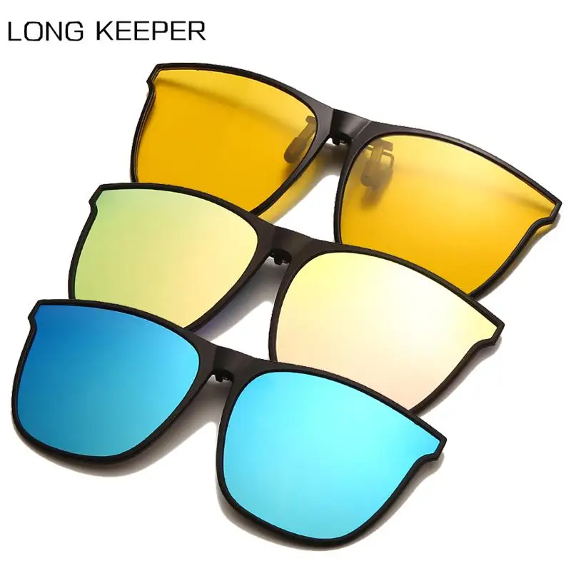 

Polarized Sunglasses Men Women Flip Up Clip On Sun Glasses Photochromic Car Driver Goggle Night Vision Safe Driving Eyewear UV