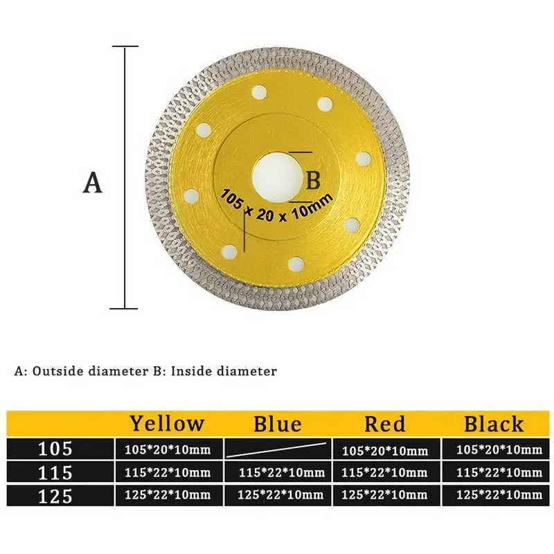 

Diamond Tile Blade Porcelain Saw Blade 1Pcs Angle Grinder Blade Marble Chip Microcrystalline Vitrified Ceramic Tile Cutting Disc
