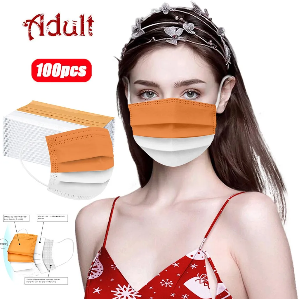 100 шт. одноразовые маски Denta Mondmasker Маска Тканевая 3ply петли уха Уход за кожей лица