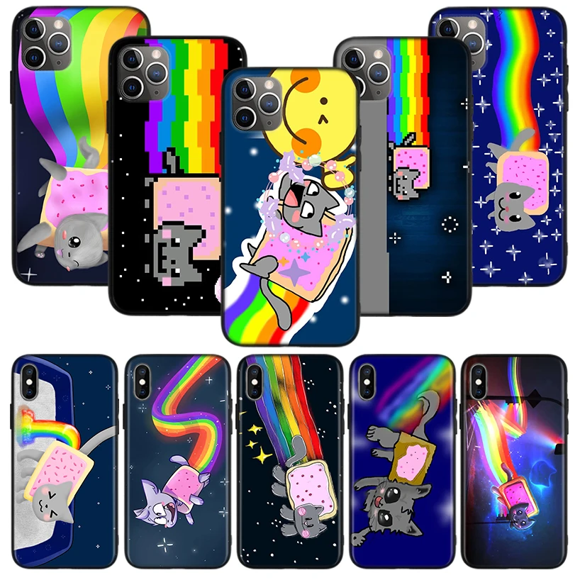 

Rainbow Fart Cat Luxury Phone Case For iPhone 11 13 Pro Max 12 Mini X XS XR 8 6 6S 7 Plus 5 SE Back Cover Soft TPU Coque