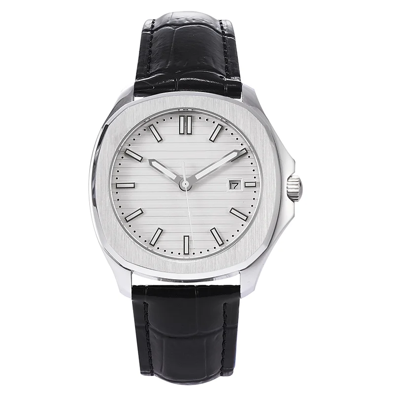 10ATM 40mm White Luminous Dial Custom Men s Aquanaut Style Wristwatch Miyota Automatic Watch Sapphire Crystal Leather Strap