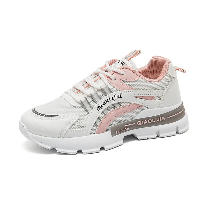 

SHOFORT Women Sneakers 2021 New Spring Fashion Mixed Color Lace-up Shoes for Women Breathable Non-slip Heighten Platform Shoes