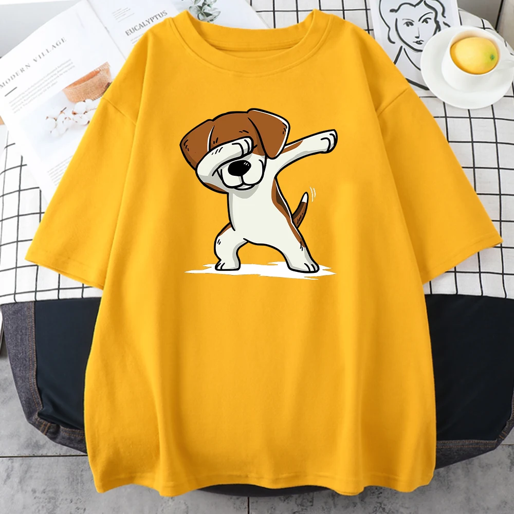 

Hip Hop Cool Dog Prints Tshirt Women Fashion Street Short Sleeved Loose Oversize Clothing Creativity Comfortable Female T Shirt