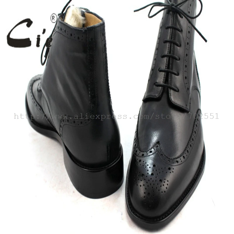 Cie кожаные мужские ботинки ручной работы из зернистой телячьей кожи шерстяные