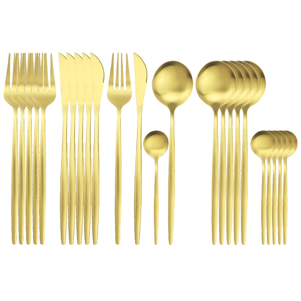 24 шт. Нержавеющая сталь Набор посуды набор столовых приборов золотистого Ножи вилка, ложка, посуда столовые приборы кухонный набор посуды столовое серебро набор