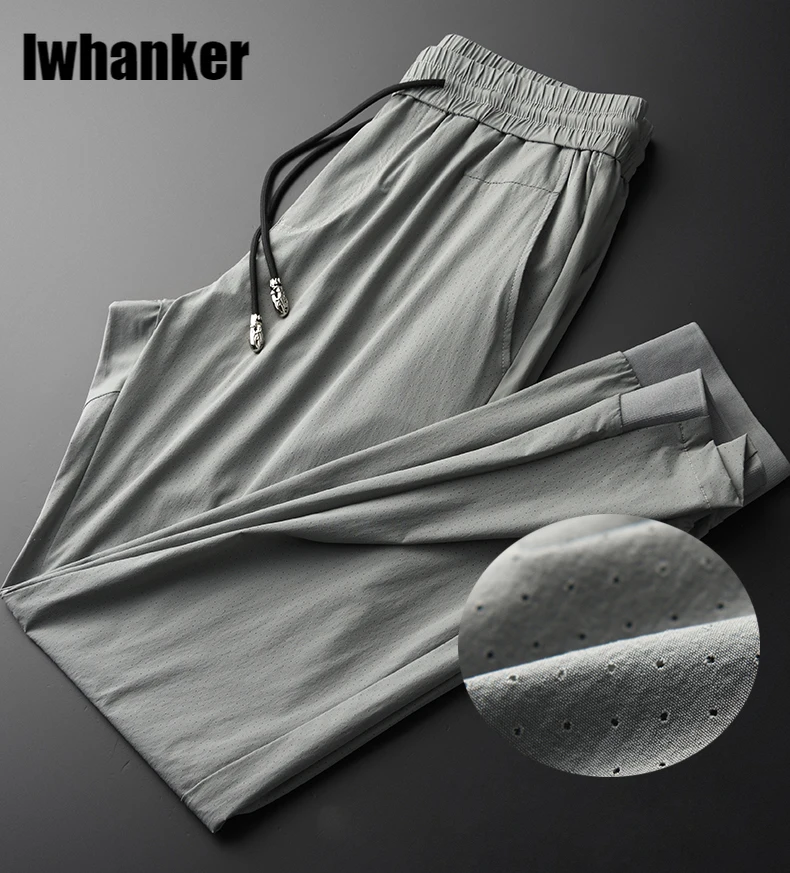 

Мужские брюки из ткани с дырочками, Летние повседневные спортивные тонкие брюки с эластичной резинкой на талии размера плюс 4xl
