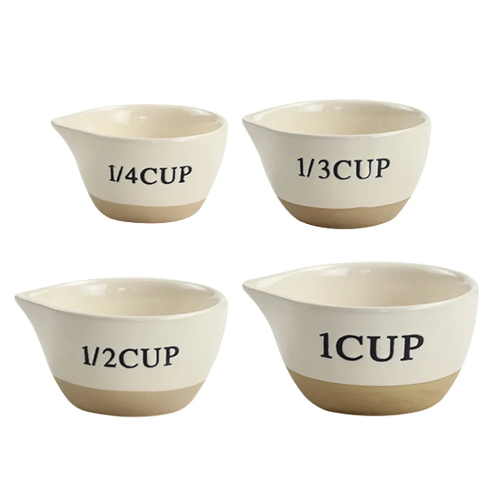 

4Pcs Ceramic Eggs Measuring Bowls Baking DIY Bowls Adorable Scale Cups