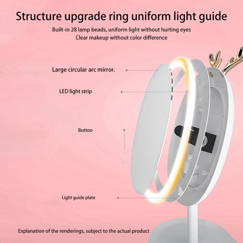 

Lingantler Led Makeup Mirror with Light Fill Light Dormitory Dressing and Portable Accessories Storage