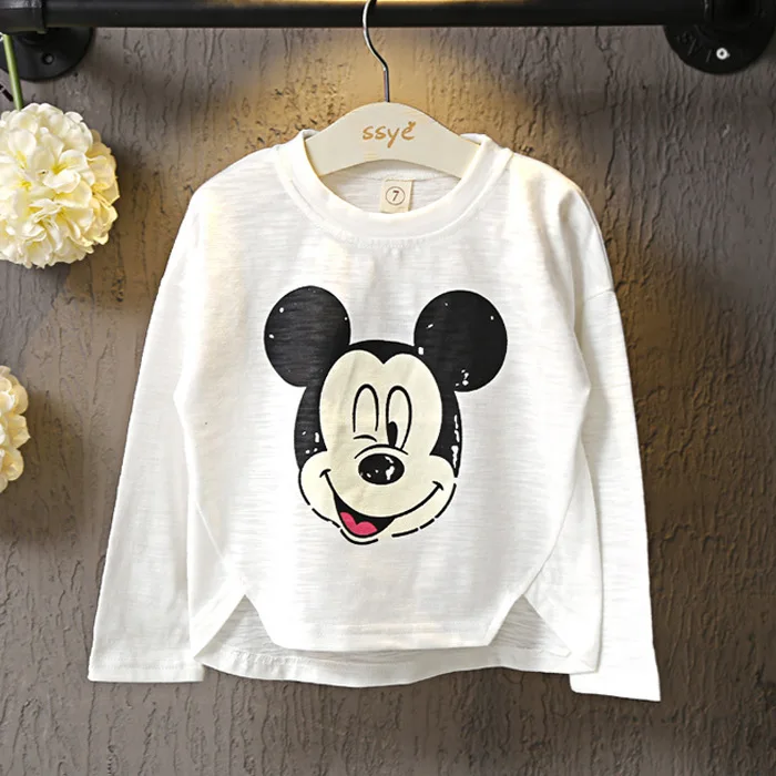Новинка весенне Осенняя детская одежда Disney с Микки Маусом рубашка длинными