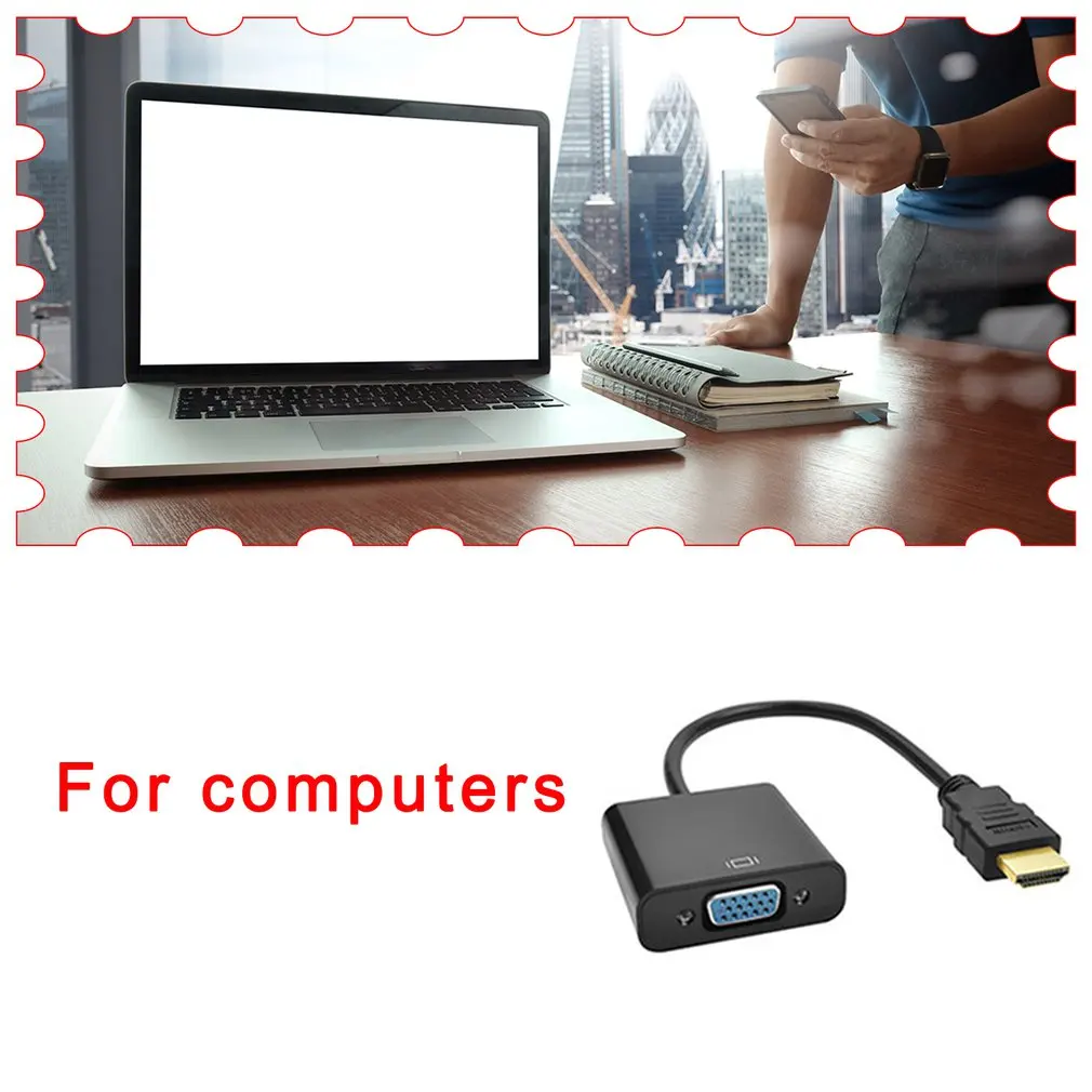 

HDMI To VGA Without Audio Patch Cord With Chip HD Conversion Cable Copper Plug And Play Full Compatibility Support 1080P