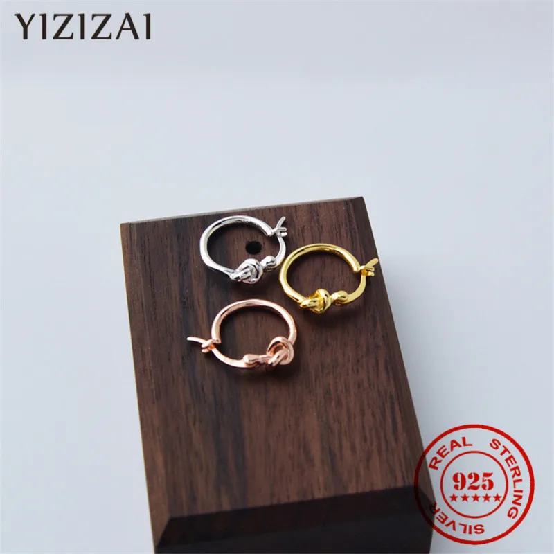 

YIZIZAI 925 пробы серебро корейский стиль простые сотканные концентрический редуктор узел золотистые серьги-кольца тонкой подарок ювелирной др...