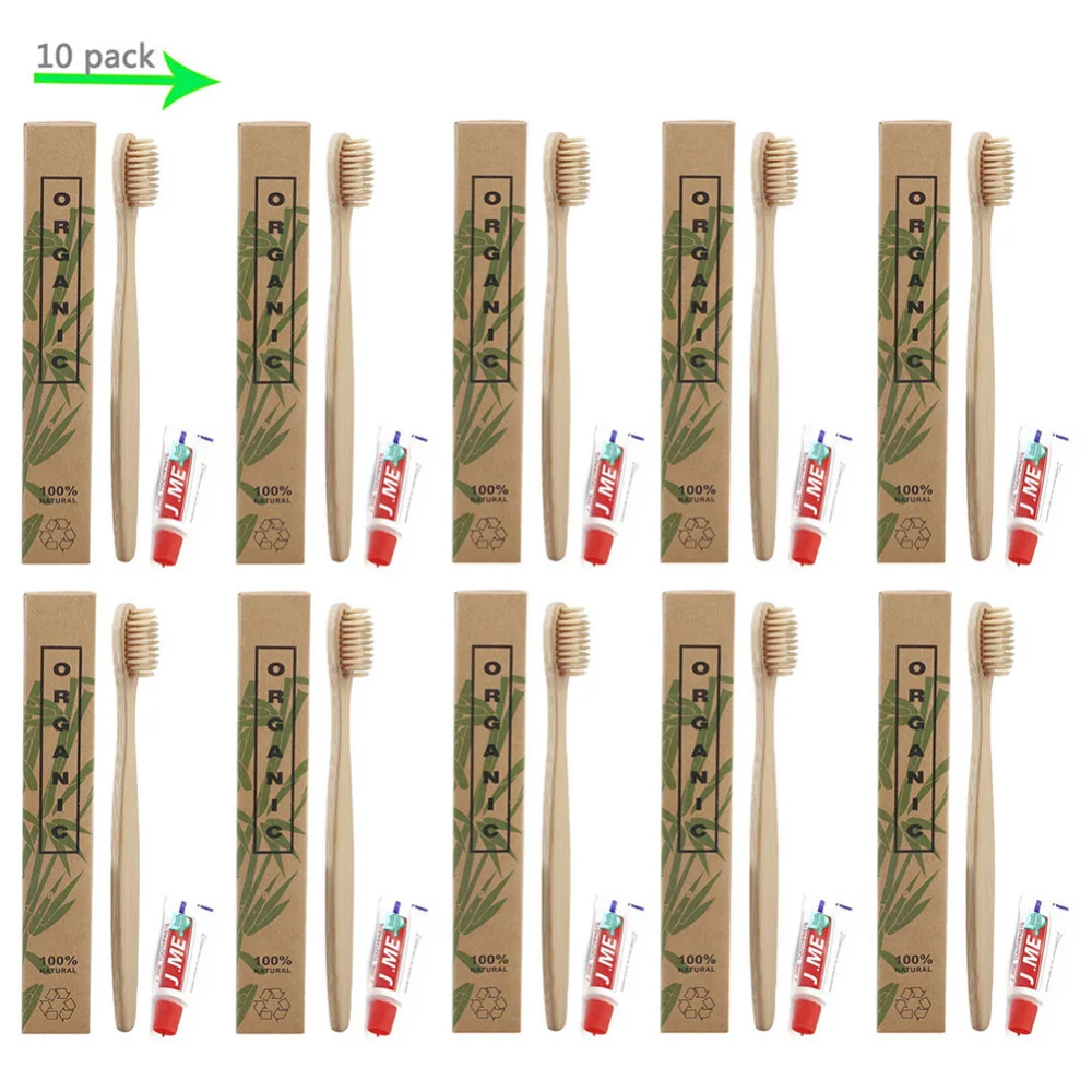 Beige 10 комплектов Экологичная одноразовая дорожная зубная щетка с пастой зубная нить туристические Зубные щетки для дома отеля - Цвет: Beige