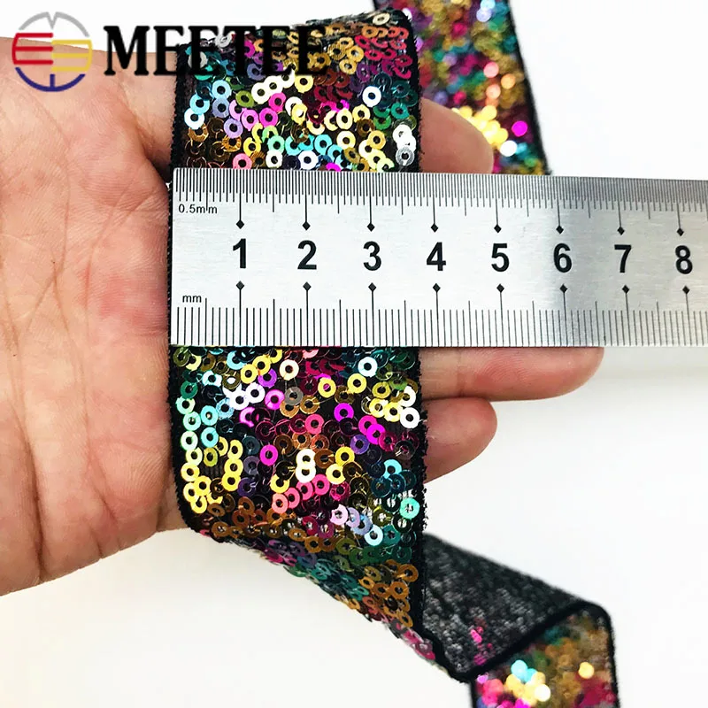 Экологически чистые сетчатые блестки 6 м 38 мм кружевные ленты с вышивкой тканевые