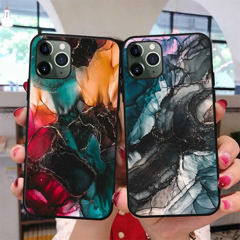 

Luxury Marble Pattern Phone Case For iPhone 12 11 Pro Max XR XS MAX X 6 6S 7 8 Plus Soft Full Body Phone Back Cover Coque Fundas