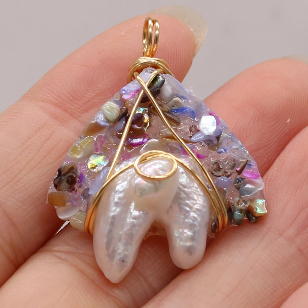

New Natural Semi-precious Stone Pearl Amethyst Bud Winding Gold Wire Pendant Charms for Jewelry Making DIY Necklace Accessories