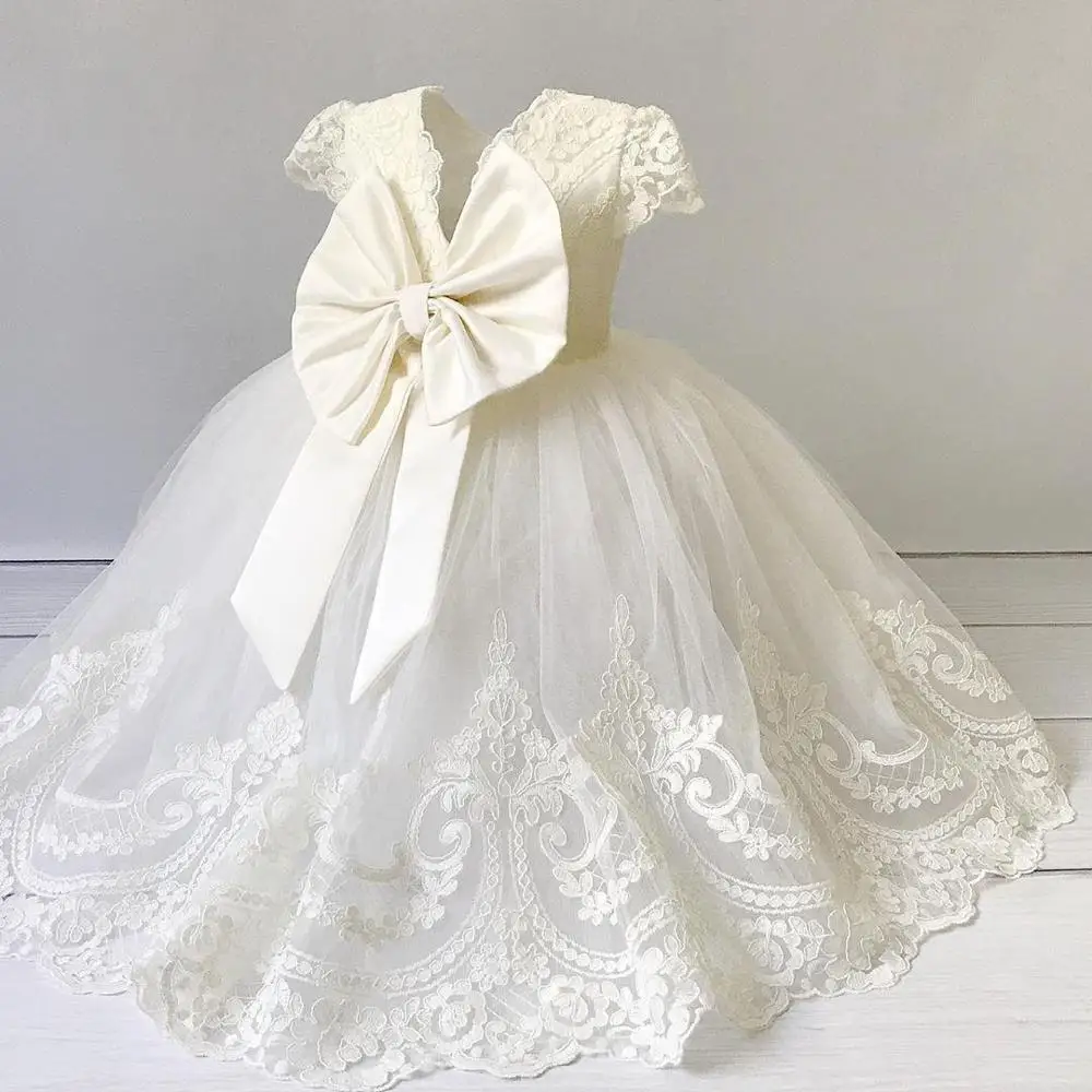 Ivory White Tulle Flower Girl Dresses Cap Sleeves Little Girl Dresses Birthday Pageant Dresses Gowns