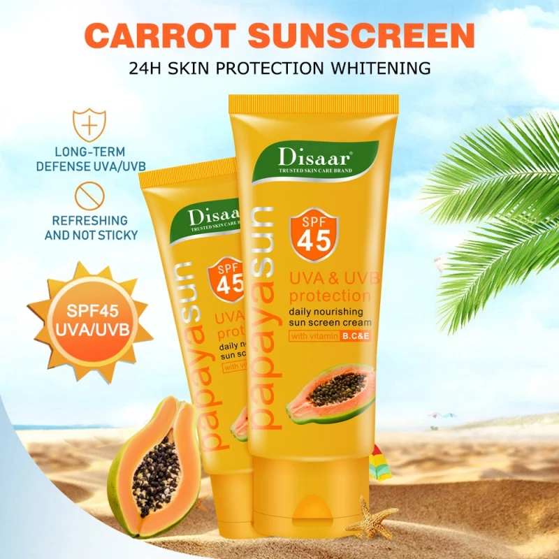 

Protective Cream SPF45 PA+++ Sunscreen Cream Papaya Essence Moisturizing Anti-Uv Anti Sunburn Sunblock Sun Cream For Body Face