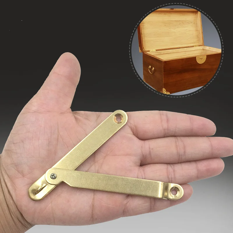 1set Gold woodwork hinge antique Close Lift Up Stay Support rod Hinges for wooden Box Cabinet Door Decor furniture accessories
