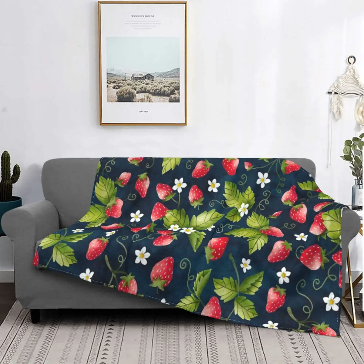

Manta de campo de fresas, colcha a cuadros para cama, colcha, manta Thermal a cuadros en el sofada