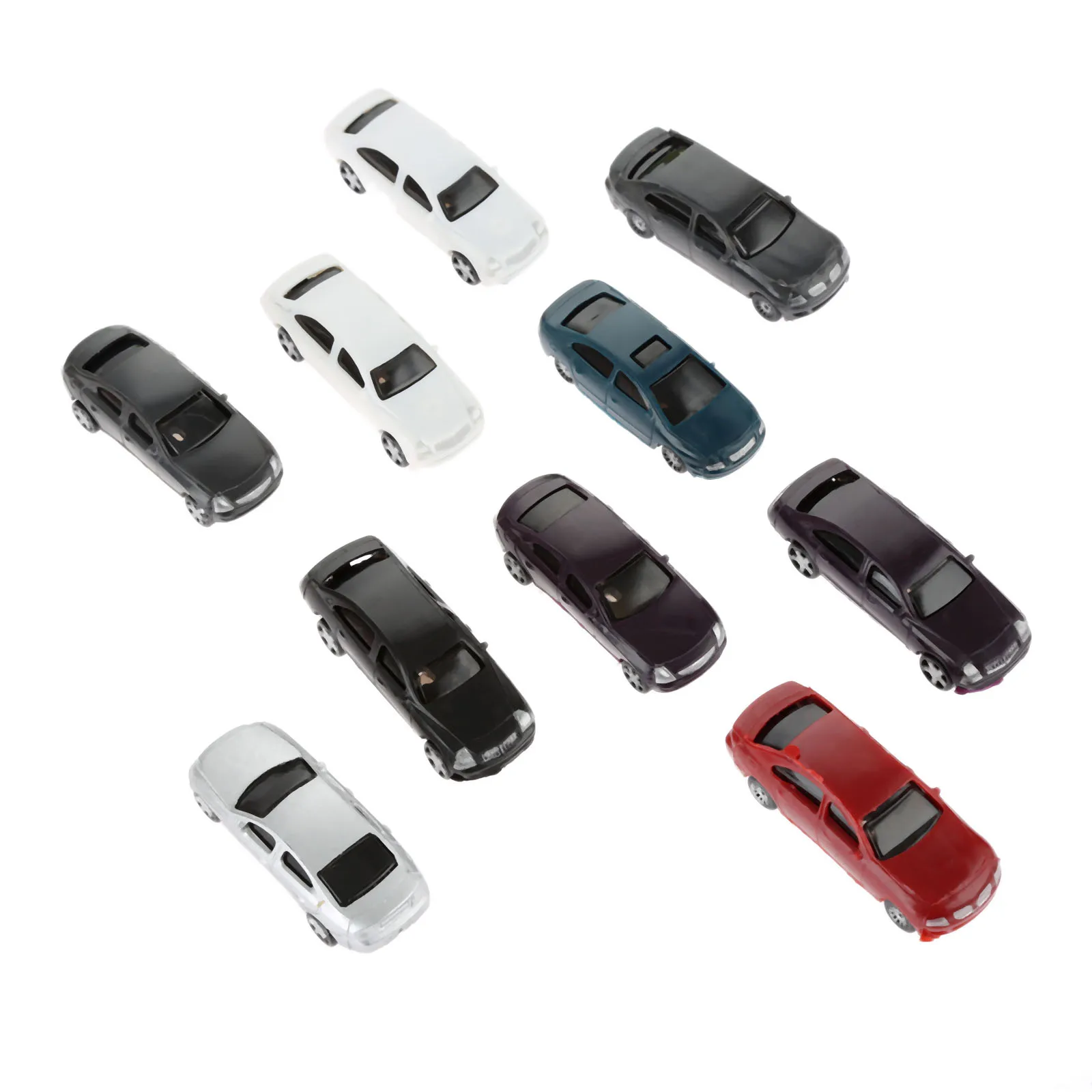 10pcs Model Cars 1:100 HO Scale Railway Layout Architecture Train Multicolor For Doll House Room Box | Дом и сад
