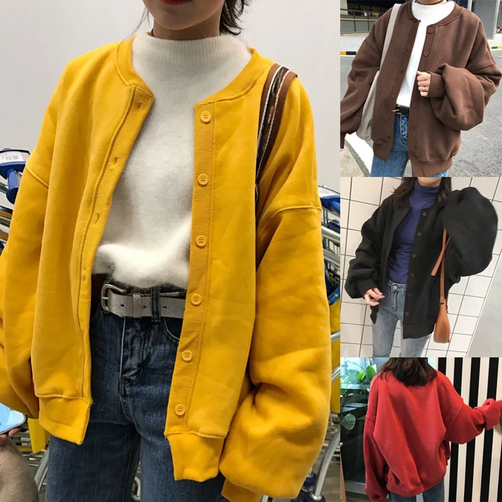 Женский короткий кардиган с длинным рукавом однотонный свободный жакет