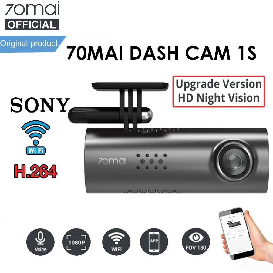 Xiaomi 70mai Smart Car Dash Cam 1S WiFi 1080P HD камера ночного видения DVR 130 градусов Авто Вождение рекордер g-сенсор Голосовое управление