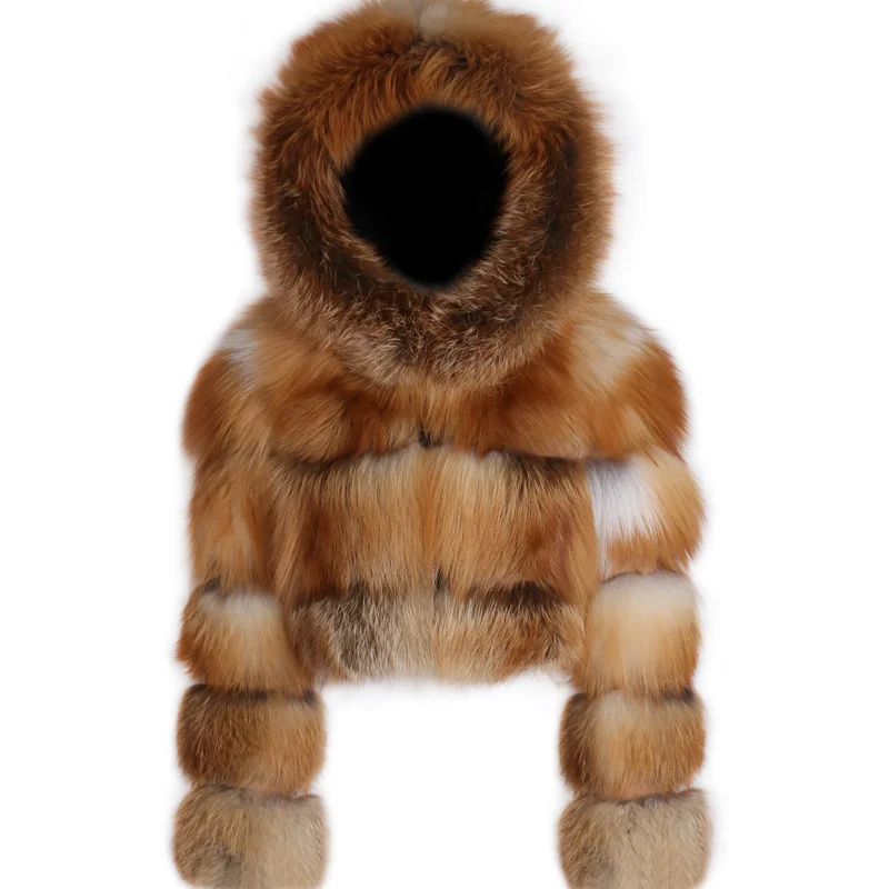 

SHZQ Fur Natural Jacket Ladies Real Fox Fur Jacket Women Genuine Fox Fur Jacket