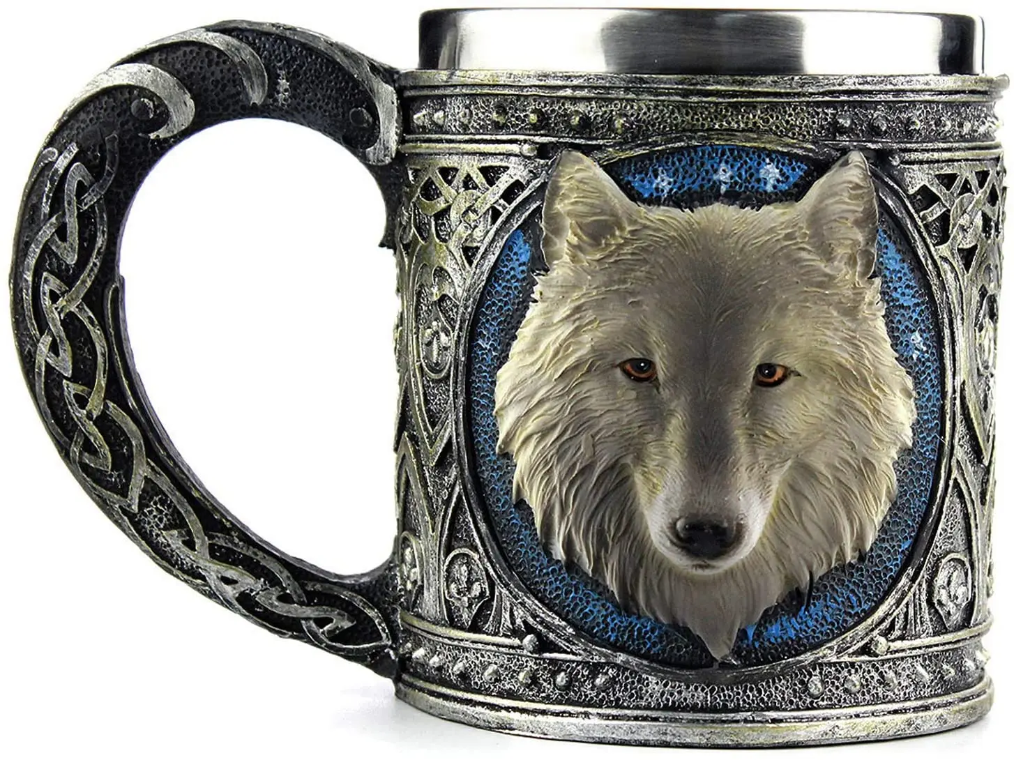 

Stainless Steel Wolf Mug, Resin 3D Wolf Coffee Cup Stainless Steel Travel Tea Wine Beer Mugs,Whiskey Cup Party Bar Drinkware